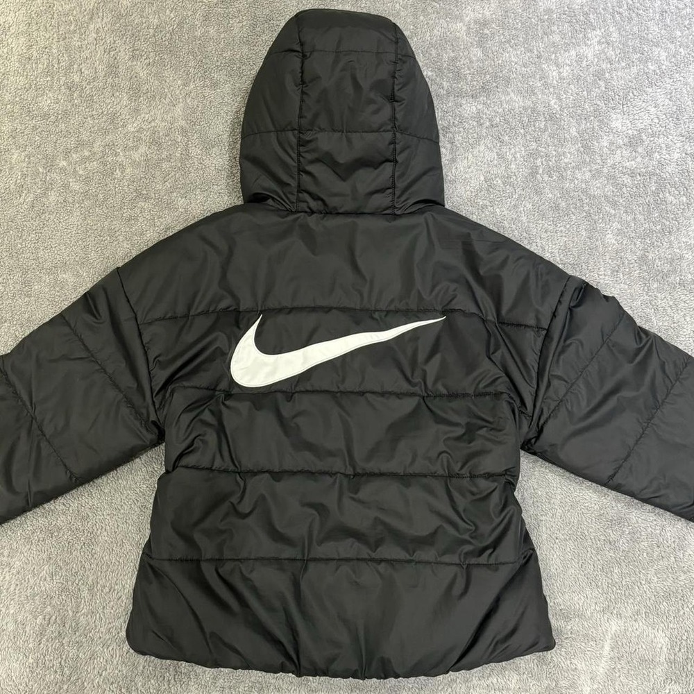 Nike Core Puffer Swoosh Jacket Women's Medium Black Hooded DV6739 - Picture 3 of 5